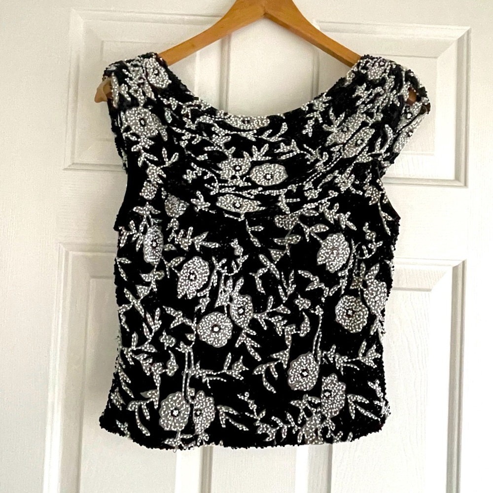 Cache Vintage Floral Beaded Top